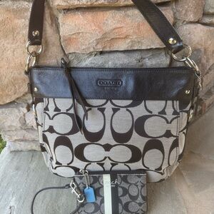 Coach Black and Cream Signature Bag